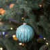 Новогодний шар Novogodko, стекло, 8 см, светло-голубой, матовый, орнамент