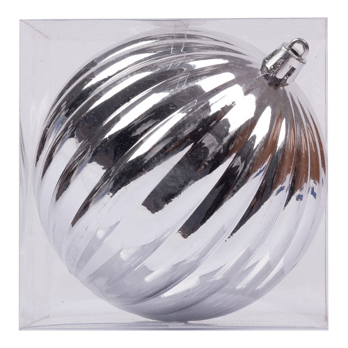 Новогодний шар Novogodko формовой, пластик, 10 cм, серебро, глянец