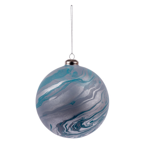 Новогодний шар Novogodko, стекло, 12 см, голубой, матовый, мрамор