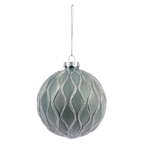 Новогодний шар Novogodko, стекло, 10 см, св.зеленый, глянец, орнамент