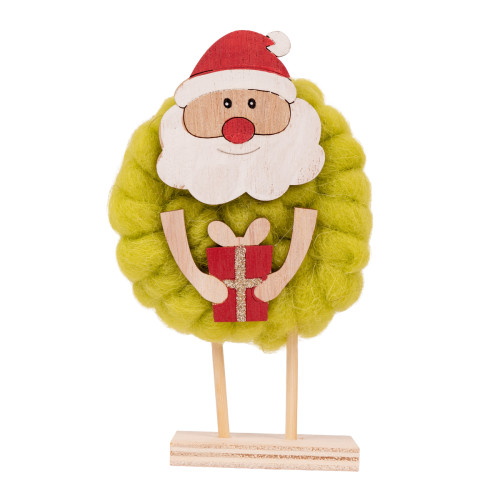 Фигурка декоративная Novogodko Дед Мороз, светло-зеленый, 15 см, шерсть
