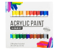 Набір акрилових фарб для малювання Yover AcryLic Paint 24 кольори в тубах по 12 мл.