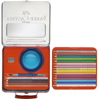 Акварельні кольорові олівці Faber-Castell Jumbo Grip 18 кольорів в метал. валізці з аксесуарами, 201352