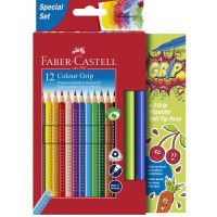 Акварельные цветные карандаши Faber-Castell Grip 12 цветов + 2 фломастера, 201640