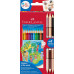 Акварельні кольорові олівці Faber-Castell Grip Children of the world, 10 кольорів + 3 двоколірних , 201746