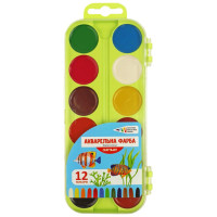 Набір дитячої акварелі Craft Joy, 12 кол., б-пензельи, пластик, ГАММА (312046-Cr)
