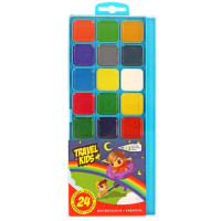 Набір дитячої акварелі TRAVEL KIDS, 24 кол., б-пензлі, пластик, ГАММА (312082-TK)