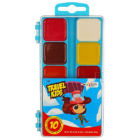 Набір дитячої акварелі TRAVEL KIDS, 10 кол., б-пензлі, пластик, ГАММА (312044-TK)