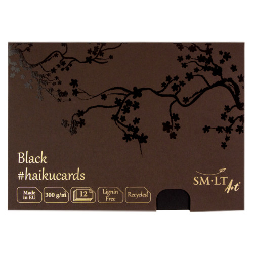 Набір чорних листівок HAIKU в коробці 14,8*21см, 300г/м2, 12арк., Smiltainis (BC-12(300)/BLA)