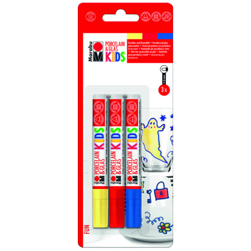 Детский набор маркеров для росписи стекла и керамики, 3 шт, Marabu