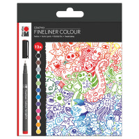 Набір лінерів на водній основі Marabu Fineliner Graphix, кольорові, 12 шт. DOODLE SUPREME