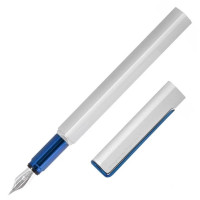 Ручка пір'яна Pininfarina PF ONE Fountain Bicolor, перо F, металевий корпус, колір срібний з блакитним