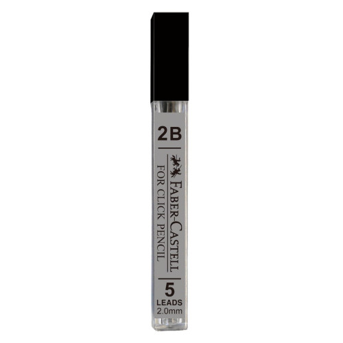 Грифель для олівців цангових 2B (2.0 мм) 5 шт в пеналі, 132812 Faber-Castell