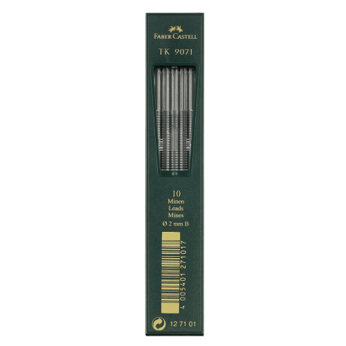 Грифель для цангових олівців B (2.0 мм) 10 шт. у пеналі, 127101 Faber-Castell ТК 9071