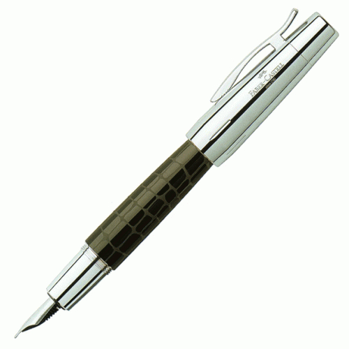 Перьевая ручка Faber-Castell E-motion Рrecious resin croco, корпус коричневый крокодил, перо F, 148271