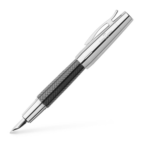 Перьевая ручка Faber-Castell E-motion Precious resin parquet, корпус черный паркет, перо М, 148240