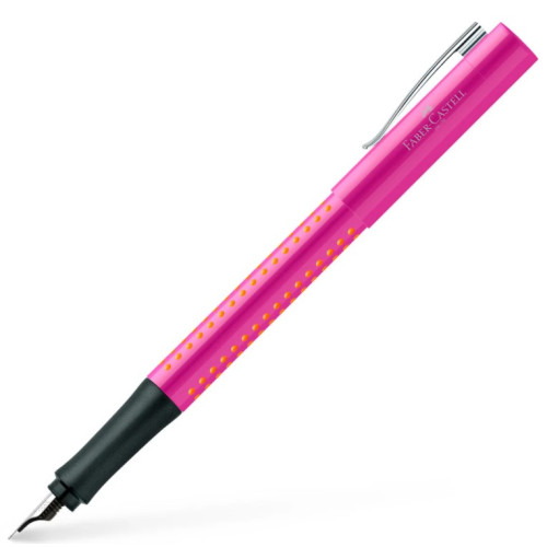 Набір ручка пір'яна Faber-Castell GRIP 2010 корпус рожевий перо М + коректор + картриджі, 201713