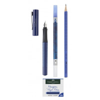 Набор Faber-Castell GRIP 2010 ручка перьевая корпус синий перо М + корректор + картриджи + карандаш,201623 Набор Faber-Castell GRIP 2010 ручка перьевая корпус синий перо М + корректор + картриджи + карандаш,201623
