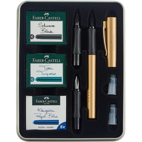 Набор для каллиграфии Faber-Castell GRIP 2011 ручка перьевая с 3 толщинами пера корпус золотой, 201523