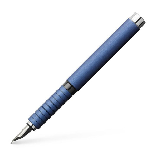 Ручка пір'яна Faber-Castell Essentio Aluminium Blue алюмінієва, синій корпус, пером F, 148441