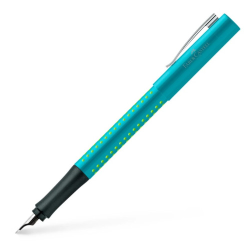 Ручка пір'яна Faber-Castell GRIP 2010 M Turquoise, корпус бірюзовий перо М + картриджі, 201739