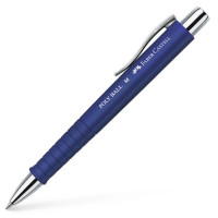 Ручка шариковая Faber-Castell POLY BALL M автоматическая синяя, синий каучуковый корпус, 0.7 мм, 241151