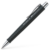 Ручка кулькова Faber-Castell POLY BALL M автоматична синя 0.7 мм, чорний каучуковий корпус, 241199