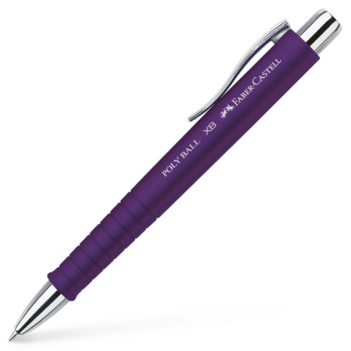 Ручка шариковая Faber-Castell POLY BALL ХВ автоматическая, синяя, фиолетовый каучуковый корпус, 1,0мм, 241137