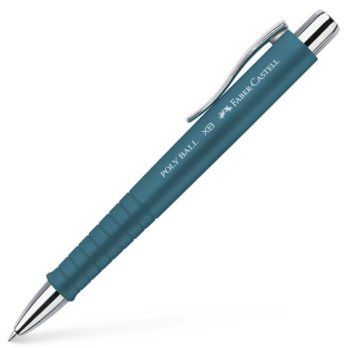 Ручка шариковая Faber-Castell POLY BALL ХВ автоматическая, синяя, бирюзовый каучуковый корпус, 1,0 мм, 241155