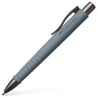 Ручка шариковая Faber-Castell POLY BALL ХВ автоматическая, серый каучуковый корпус, синяя 1,0 мм, 241188