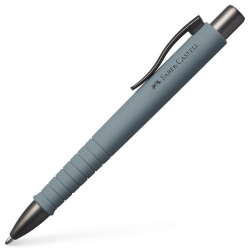 Ручка шариковая Faber-Castell POLY BALL ХВ автоматическая, серый каучуковый корпус, синяя 1,0 мм, 241188