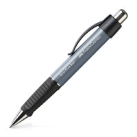 Ручка кулькова Faber-Castell Grip Stone Plus Grey, автомат. з каучуковим грип, корпус сірий, 140789