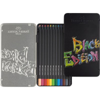 Олівці кольорові Faber-Castell Black Edition colour pencils 12 кольорів тригранні чорне дерево, 116413
