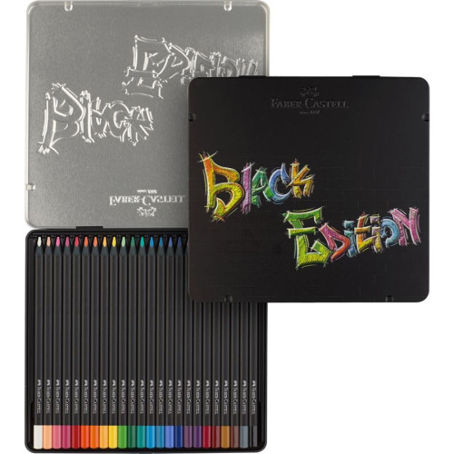 Карандаши цветные Faber-Castell Black Edition colour pencils 24 цв. черное дерево, метал. коробка, 116425