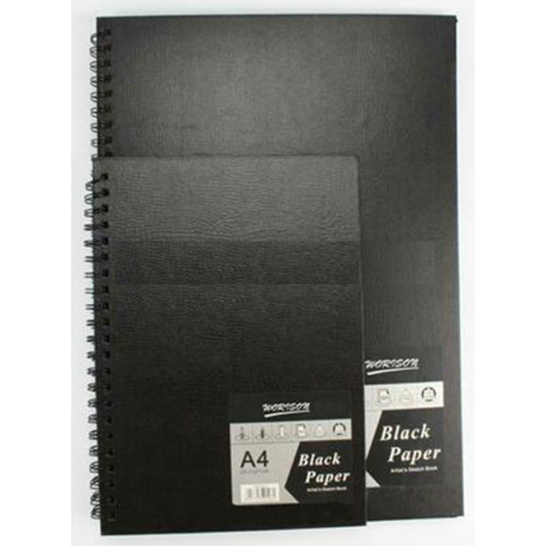 Альбом для эскизов и зарисовок на спирали, черные листы, А4, 60 листов