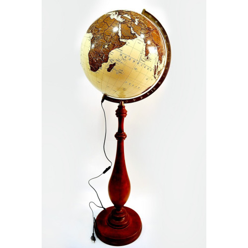 Глобус 420 мм у стилі Бароко Античний Glowala на високій дерев'яній нозі з підсвічуванням