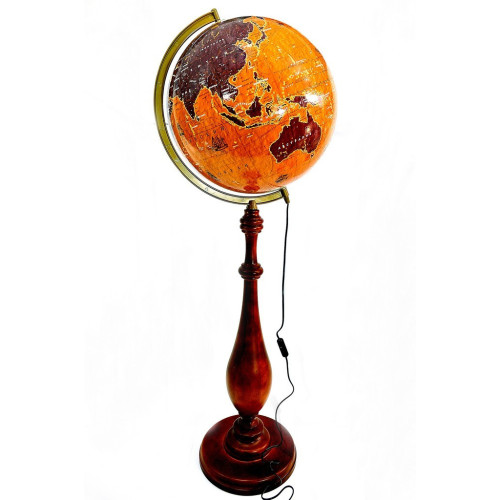 Глобус 420 мм у стилі Бароко Вітрильники Glowala на високій дерев'яній нозі з підсвічуванням