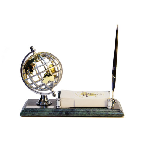 Мраморный настольный набор Глобус, бумага для заметок и ручка, Penstand 9128