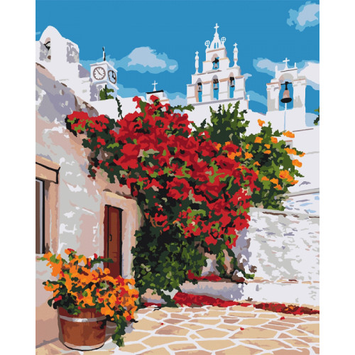 Набор акриловая живопись по номерам Цветущая Греция 40х50см Идейка