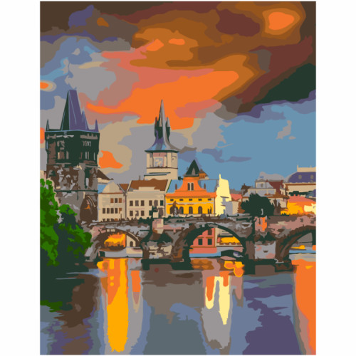 Набор-стандарт, картина по номерам, „Вечерний Карлов мост“, 35х45см, ROSA START (N00013244)