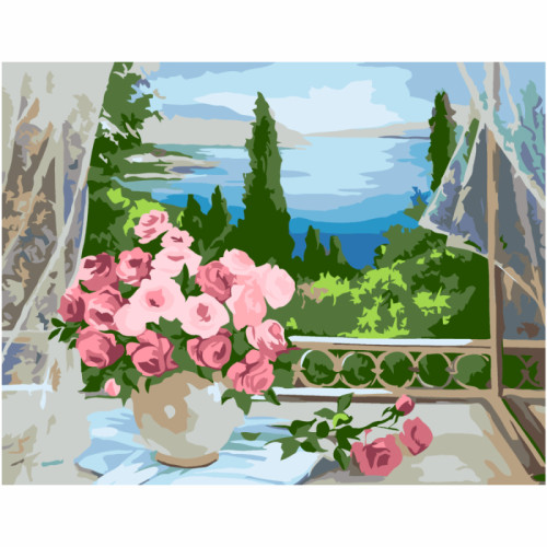 Набор-стандарт, картина по номерам, „Розы на окне“, 35х45см, ROSA START (N00013431)