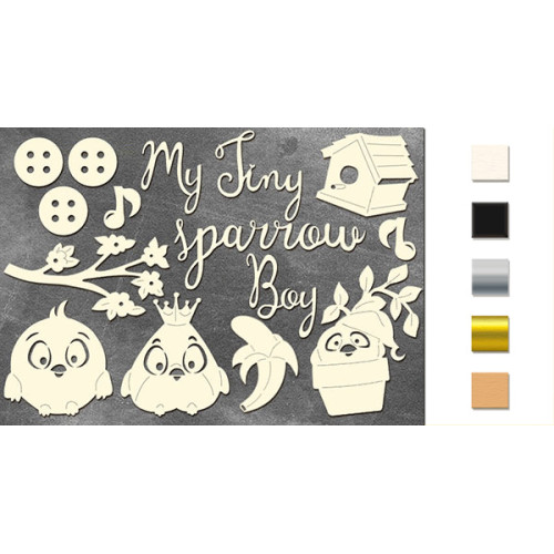 Набор чипбордов My tiny sparrow boy Молочный