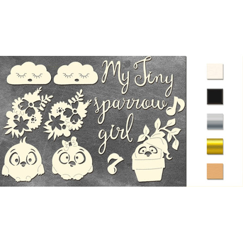 Набор чипбордов My tiny sparrow girl Золото