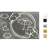 Набір чіпбордів Кругла рамка з парасольками №473 Чорний