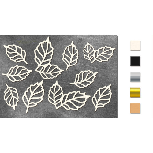 Набор чипбордов Ажурные листья 10х15 см №555 Черный