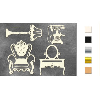 Набір чіпбордів Вінтажні меблі 10х15 см №581 Молочний