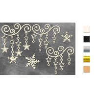 Набор чипбордов Вензель со звездочками и снежинками 10х15 см №635 Золото