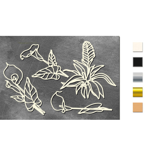 Набор чипбордов Botany exotic 10х15 см №710 Серебряный