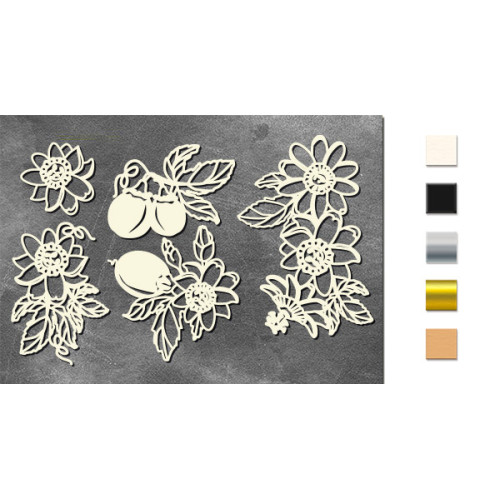 Набор чипбордов Botany exotic 10х15 см №711 Серебряный