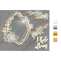 Заготівля мега шейкера Фігурна рамка з літнім букетом Срібний